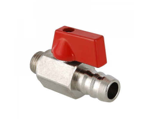 Кран шаровой 1/4" НР/штуцер 14 мм, дренажный, неразборный, флажок, VALTEC, латунь никел., PN40, t max 110 °С
