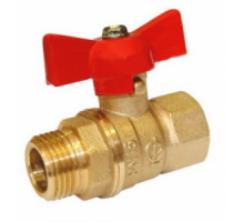 Кран шаровой 1/2" (Ду15) ВР/НР, бабочка, ГАЛЛОП Стандарт 231 (Россия), латунь , полнопрох., PN16, t max 150 °С, аналог 11Б27п1