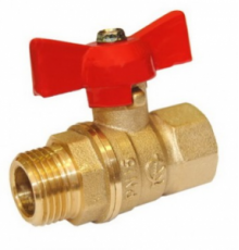 Кран шаровой 1/2" (Ду15) ВР/НР, бабочка, ГАЛЛОП Стандарт 231 (Россия), латунь , полнопрох., PN16, t max 150 °С, аналог 11Б27п1
