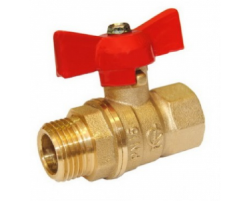 Кран шаровой 1/2" (Ду15) ВР/НР, бабочка, ГАЛЛОП Стандарт 231 (Россия), латунь , полнопрох., PN16, t max 150 °С, аналог 11Б27п1