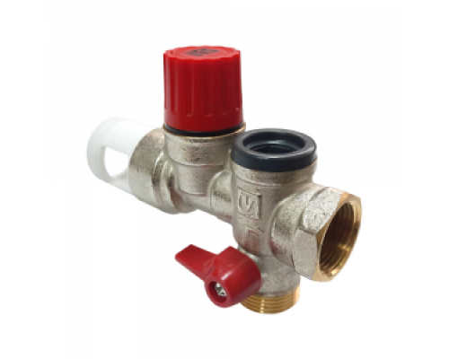 Группа безопасности бойлера (водонагревателя) 3/4", VALTEC, корпус из никелированной латуни, Pmax=10 бар