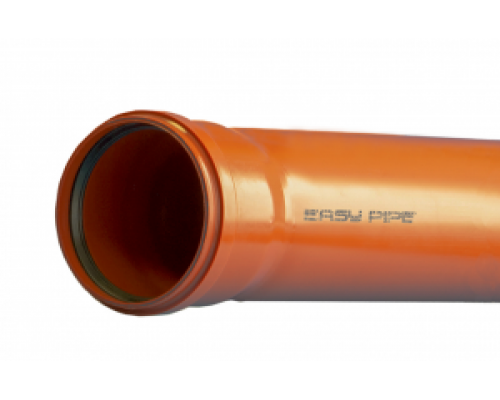 Труба 110х1,0м (s=3,4мм) SN4 ПП с раструбом, Политэк Easy Pipe, для наружной канализации под резин. кольцо (цвет кирпичный) ТУ 2248-002-63600333-2011