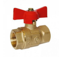 Кран шаровой 1/2" (Ду15) ВР/ВР, бабочка, ГАЛЛОП Крепыш 330 (Россия), латунь , полнопрох., усиленный, PN16, t max 150 °С, аналог 11Б27п1