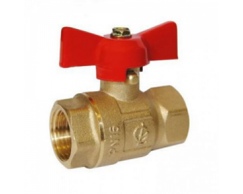 Кран шаровой 1/2" (Ду15) ВР/ВР, бабочка, ГАЛЛОП Крепыш 330 (Россия), латунь , полнопрох., усиленный, PN16, t max 150 °С, аналог 11Б27п1
