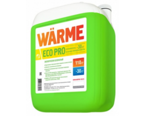Теплоноситель Warme Eco Pro-30 (-30°С), емкость тары 10 литров, цвет зеленый