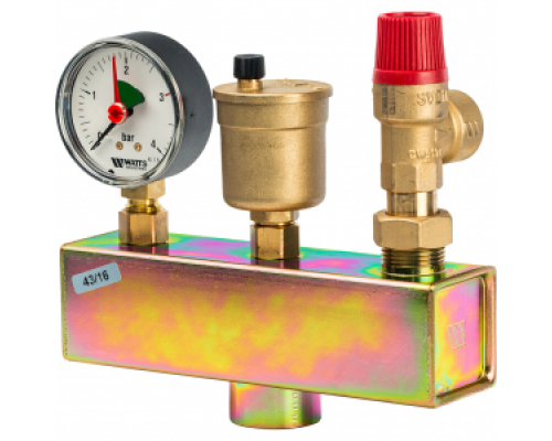 Группа безопасности котла Watts 1", до 50 кВт, 3 бар, без теплоизоляции, KSG 30Е, консоль - оцинкованная сталь (10005198)