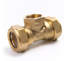 Тройник латунный Ø 20 мм c переходом на ВР 3/4" LAVITA (Корея), PN15, Tmax=110 °C для соединения гофр. трубы из нерж. стали