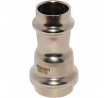 Муфта переходная D 22х15 мм из нерж.стали под пресс, Rommer, PN16, Tmax=120 °C, для соединения тонкостенных стальных труб