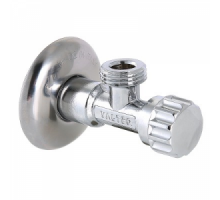 Вентиль 1/2"х1/2" НР/НР для подключения сантехприборов, VALTEC, б/фильтра, с отражателем, угловой, латунный хромированный, PN8, Tmax.+80 °C