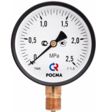 Манометр радиальный D 50 х 0,4 МПа, 1/4", Тmax = 150 °С, тип ТМ-210Р Росма