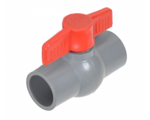 Кран шаровой ПВХ Ø 20 под клей, PTFE/EPDM неразборный, PN10, TU-POLY (Китай)