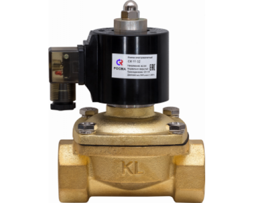 Клапан электромагнитный РОСМА 1 1/4 ", Kvs=20,57 PN10, 220В, НЗ,(соленоидный) мембранный