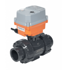 Кран шаровой ПВХ 40 под клей, PTFE/EPDM, с эл. приводом B10 AVA, 220В(AC/DC)