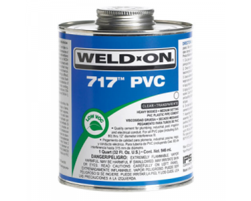 Клей 473 мл для изделий из ПВХ в нап. питьевом водоснаб., Weld-On 717 (США), в банке с кисточкой