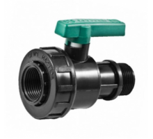 Кран шаровой пластиковый (ПП) 3/4" с ВР/НР PN10, (Турция)