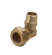 Угольник латунный Ø 15 мм c переходом на НР G 1/2" LAVITA (Корея), PN15, Tmax=110 °C для соединения гофр. трубы из нерж. стали