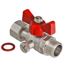 Кран шаровой для подключения манометра, 1/2"(НР) - 1/4"(ВР), Tmax=130°С, Py 1,6МПа, VALTEC
