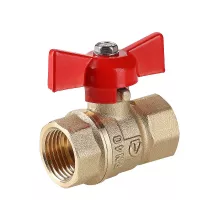 Кран шаровой 1/2" (Ду15) ВР/НР, бабочка, VALTEC СТАНДАРТ, латунь , полнопрох., PN40, t max 150 °С, VT.123.GN.04