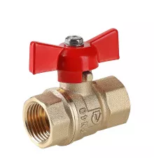 Кран шаровой 1/2" (Ду15) ВР/НР, бабочка, VALTEC СТАНДАРТ, латунь , полнопрох., PN40, t max 150 °С, VT.123.GN.04