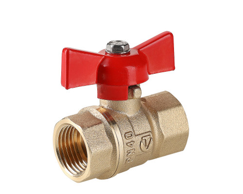 Кран шаровой 1/2" (Ду15) ВР/ВР, бабочка, VALTEC СТАНДАРТ, латунь , полнопрох., PN40, t max 150 °С, VT.122.GN.04