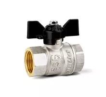 Кран шаровой 1/2" (Ду 15) ВР/НР, бабочка, LD Pride (Россия), латунь никел., полнопрох., PN40, t max 150 °С, 47.15.В-Н.Б